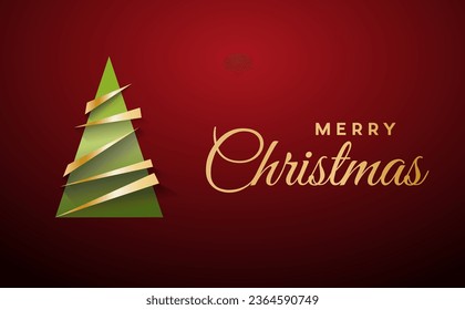 Abstract and geometric christmas tree. Vector postcard, best wishes and greetings with text