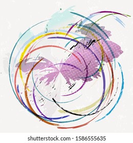 abstract geometric circle background, with strokes and splashes