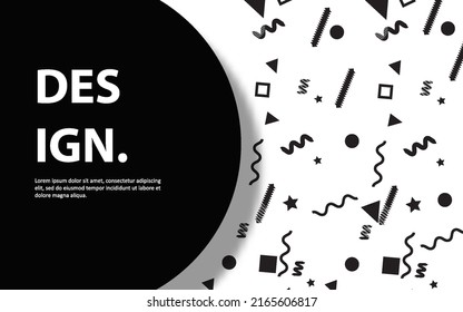 Resumen geométrico con vector de fondo plano en blanco y negro