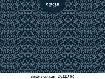 Abstract geometric circle blue background japanese pattern style. Vector illustration