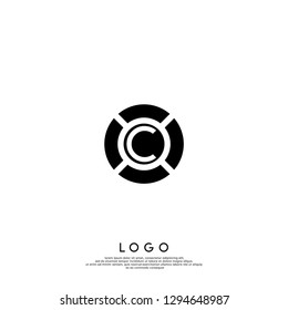abstract geometric circle C logo letter design concept