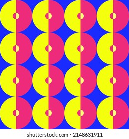 Resumen del fondo coloreado del círculo geométrico. Patrón vectorial geométrico moderno de moda. Estilo vintage decorativo de los años 80 para papel pintado, folleto, afiche, pancarta o azulejos