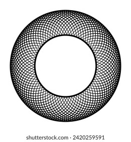 Abstract Geometric Circle Convex Grid Pattern for Decorative Round Frame. Vector Art.