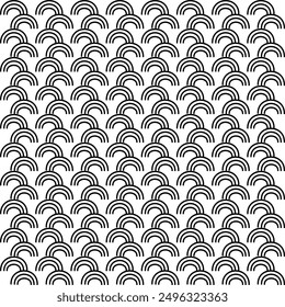 Abstract, Geometric, circle, curve, shape pattern, Illustration, vector, alternating overlapping, orderly arrangement background, black and white, banner, website, template, dark.