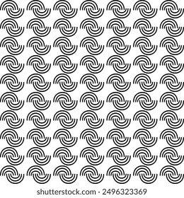 Abstrakt, Geometrisch, Kreis, Kurve, Formmuster, Illustration, Vektor, abwechselnd überlappend, geordneter Hintergrund, schwarz-weiß, Banner, Website, Vorlage, dunkel.