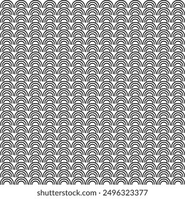 Abstract, Geometric, circle, curve, shape pattern, Illustration, vector, alternating overlapping, orderly arrangement background, black and white, banner, website, template, dark.
