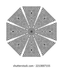 Abstract geometric circle design element. Lines pattern.Abstract geometric circle rotation pattern. mandala illusion.Optical illusion style. Black dark background.set of triangles in circle .