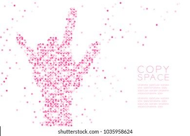 Abstract Geometric Circle dot pattern I love you Hand shape, sign language concept design pink color illustration isolated on white background with copy space, vector eps 10
