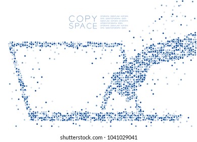 Abstract Geometric Circle dot pattern Hand push button laptop keyboard shape, concept design blue color illustration isolated on white background with copy space, vector eps 10