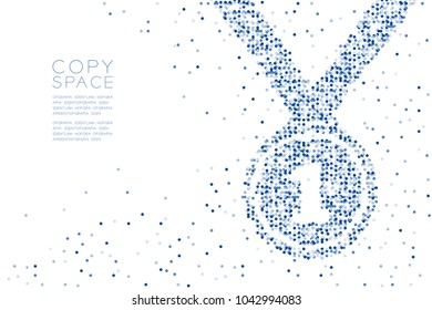 Abstract Geometric Circle dot pattern Number one Medal shape, Winner concept design blue color illustration isolated on white background with copy space, vector eps 10
