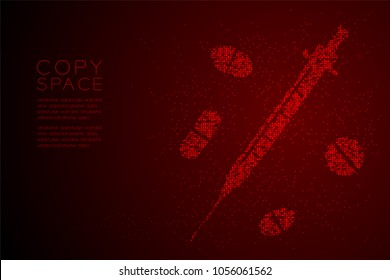 Abstract Geometric Circle dot pattern Syringe and Drug shape, International Day against Drug Abuse concept design illustration isolated on red gradient background with copy space, vector eps 10