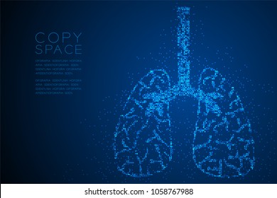 Abstract Geometric Circle dot pattern Lung shape, Medical Science Organ concept design blue color illustration isolated on blue gradient background with copy space, vector eps 10