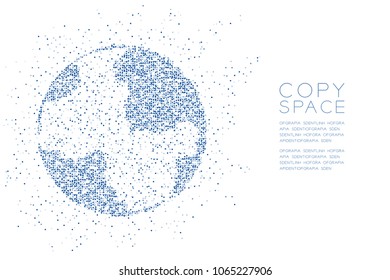 Abstract Geometric Circle dot pattern Globe shape, World business technology concept design blue color illustration isolated on white background with copy space, vector eps 10
