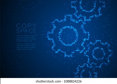 Abstract Geometric Circle Dot Pattern Engineering Gear Shape, Teamwork System Concept Design Blue Color Illustration Isolated On Blue Gradient Background With Copy Space, Vector Eps 10