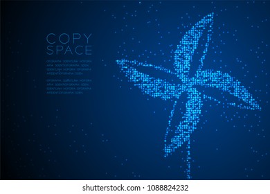 Abstract Geometric Circle dot pattern Paper Wind Turbine shape, ecology clean power concept design blue color illustration isolated on blue gradient background with copy space, vector eps 10
