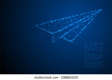 Abstract Geometric Circle dot pattern Paper plane shape, business vision concept design blue color illustration isolated on blue gradient background with copy space, vector eps 10