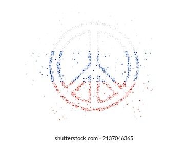 Abstract Geometric Circle dot pattern particle Peace icon shape with Russia national flag, VR technology Peaceful Pray and Stop war design gold color illustration on white background with copy space