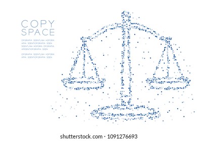 Abstract Geometric Circle dot pixel pattern Scales balance shape, judgment concept design blue color illustration on white background with copy space, vector eps 10