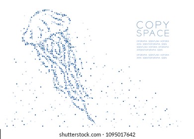 Abstract Geometric Circle dot pixel pattern Jellyfish shape, aquatic and marine life concept design blue color illustration on white background with copy space, vector eps 10