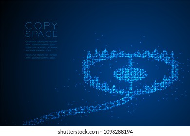 Abstract Geometric Circle dot pixel pattern Animal Trap shape, business risk concept design blue color illustration isolated on blue gradient background with copy space, vector eps 10