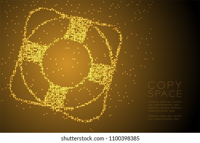 Abstract Geometric Circle dot pixel pattern Lifebuoy shape, aquatic and marine life concept design gold color illustration isolated on brown gradient background with copy space, vector eps 10