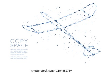 Abstract Geometric Circle dot pixel pattern Glider plane shape, business travel concept design blue color illustration on white background with copy space, vector eps 10