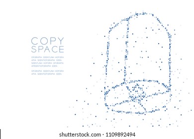 Abstract Geometric Circle dot pixel pattern Balloon lantern shape, loy krathong concept design blue color illustration on white background with copy space, vector eps 10
