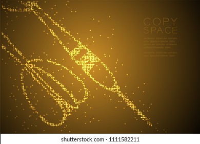 Abstract Geometric Circle dot pixel pattern Dartboard game shape, business success concept design gold color illustration isolated on brown gradient background with copy space, vector eps 10