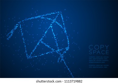 Abstract Geometric Circle dot pixel pattern Pakpao Kite shape, freedom concept design blue color illustration isolated on blue gradient background with copy space, vector eps 10