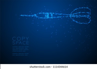 Abstract Geometric Circle dot pixel pattern Dartboard game shape, business success concept design blue color illustration isolated on blue gradient background with copy space, vector eps 10