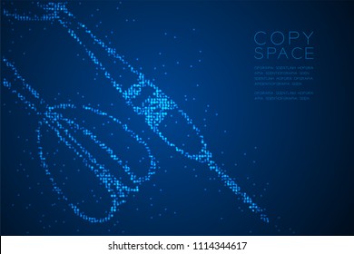 Abstract Geometric Circle dot pixel pattern Dartboard game shape, business success concept design blue color illustration isolated on blue gradient background with copy space, vector eps 10