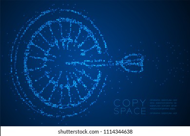 Abstract Geometric Circle dot pixel pattern Dartboard game shape, business success concept design blue color illustration isolated on blue gradient background with copy space, vector eps 10