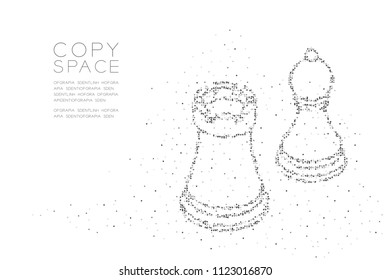Abstract Geometric Circle dot pixel pattern Chess Rook and pawn shape, Business strategy concept design black color illustration on white background with copy space, vector eps 10