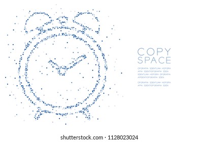 Abstract Geometric Circle dot pixel pattern Alarm clock shape, digital reminder concept design blue color illustration on white background with copy space, vector eps 10