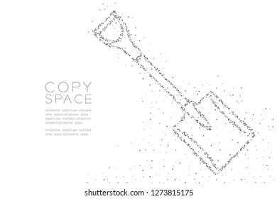 Abstract Geometric Circle dot pixel pattern Shovel shape, Construction concept design black color illustration on white background with copy space, vector eps 10
