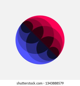Abstract geometric circle element, red and blue design, vector illustration