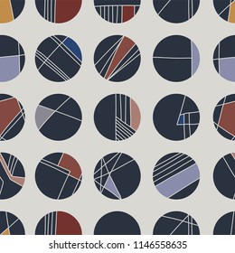 Abstract Geometric Circle Grid, Vector Pattern Seamless Background, Hand Drawn Circles Lines Illustration For Trendy Home Decor, Masculine Fashion Prints, Wallpaper, Textiles, Brown Pink Stationery