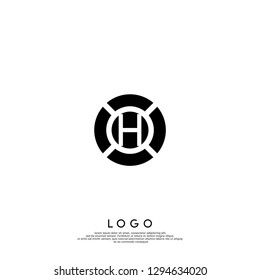 abstract geometric circle H logo letter design concept