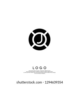 abstract geometric circle J logo letter design concept