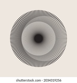 Abstract geometric circle, line design, editable stokes. Spiral design element for your design. Vector illustration