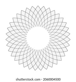 Resumen de líneas de círculo geométrico y patrón de puntos. Arte vectorial.