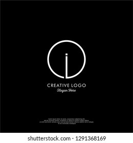 abstract geometric circle i logo letter design concept