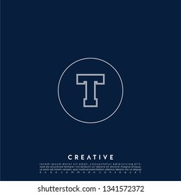 abstract geometric circle logo letter T design concept