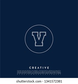 abstract geometric circle logo letter V design concept