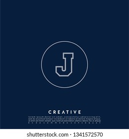abstract geometric circle logo letter J design concept