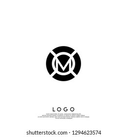 abstract geometric circle M logo letter design concept