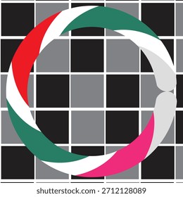 Círculo geométrico abstrato com fitas entrelaçadas multicoloridas Vetor
