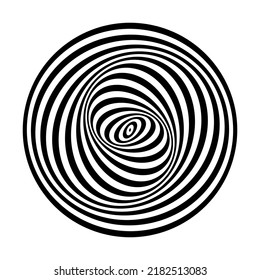 Abstract Geometric Circle Op Art Pattern. Whirl Torsion Illusion. Vector Illustration.