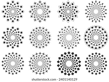Resumen de patrones de círculo geométrico n Elementos para el diseño. Elementos de diseño circular ilustración de patrones diseño de imagen vectorial
