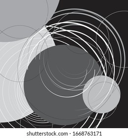 Abstract Geometric Circle Pattern. Linear background in gray color. 